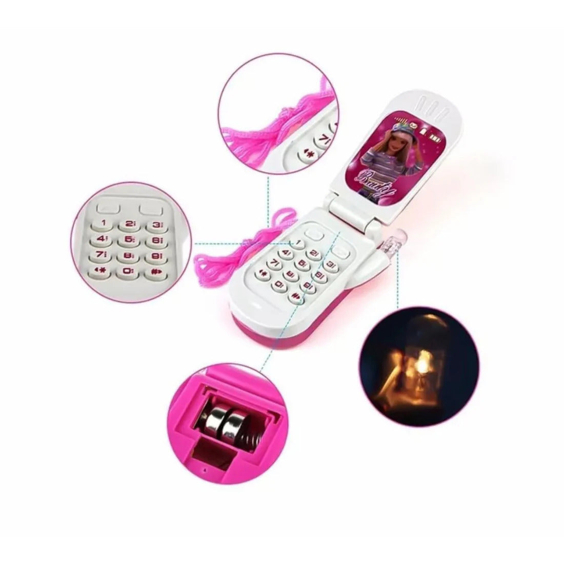 Barbie themed Toy Phone-- With Music and Lights