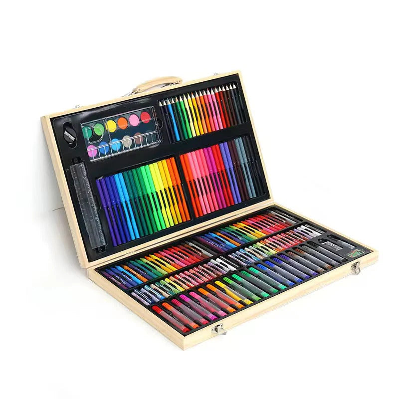 Colouring Art Kit – Multi-Character Box Set for Kids 188 pcs wooden case (Large Size)