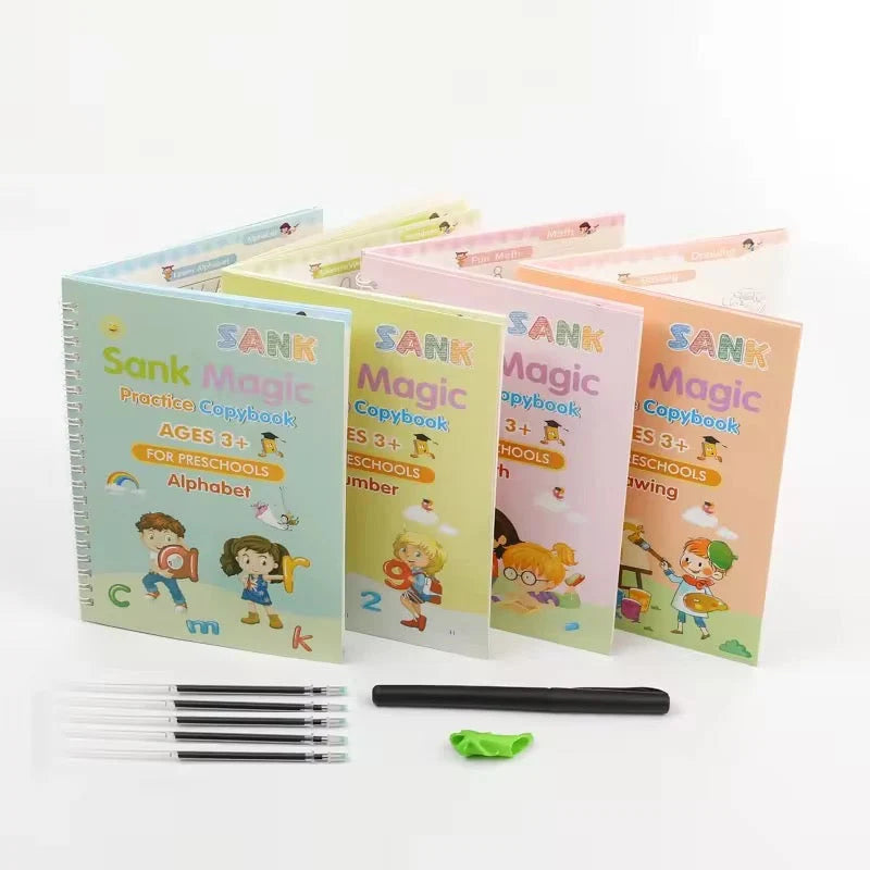 Sank Magic Practice Copybook Set – 4 Books + Magic Pen