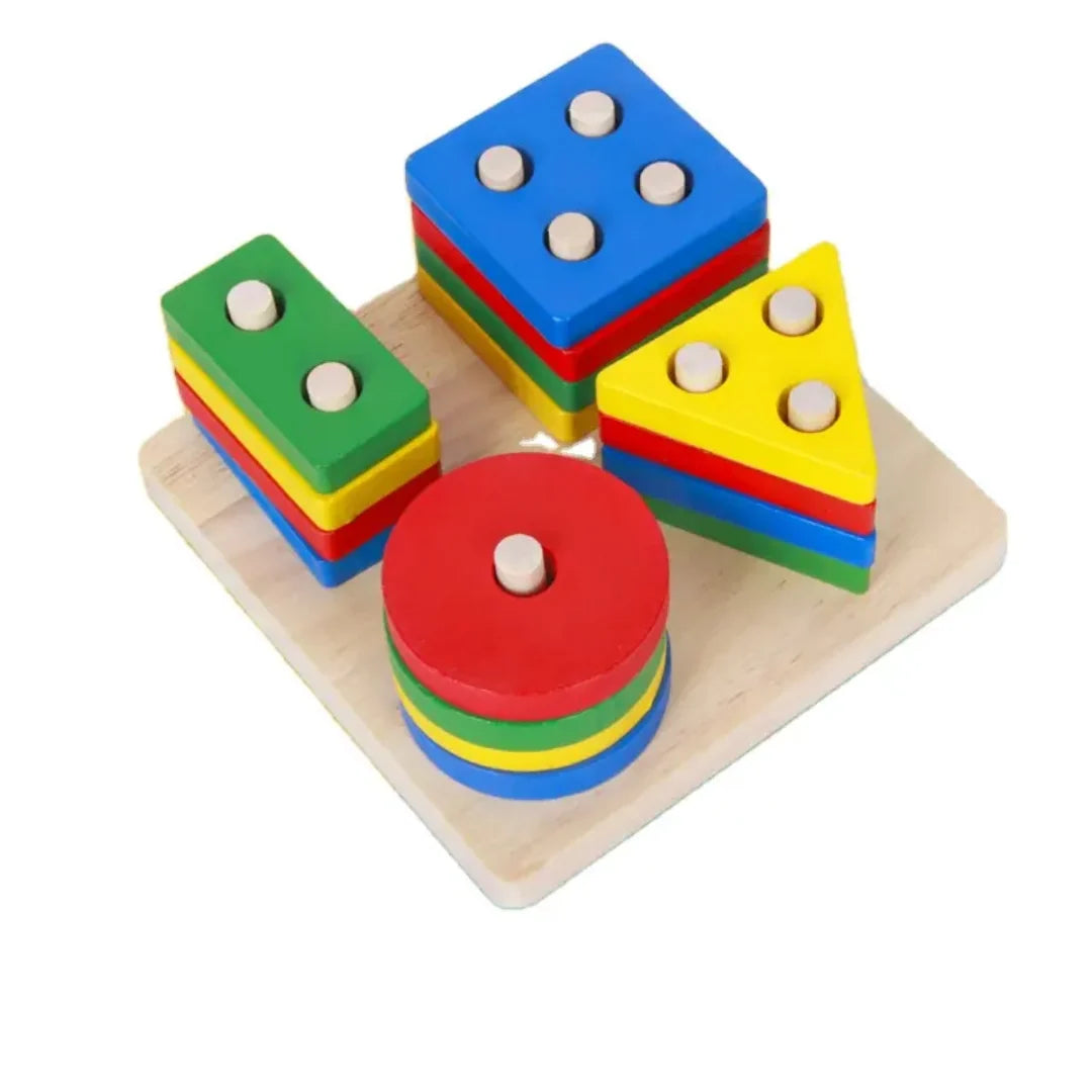 Wooden Puzzle Shape Sorter Toys for Toddlers – Montessori Stacking Educational Learning Toy