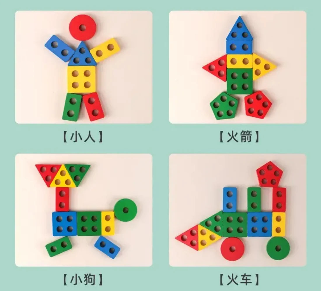 Wooden Puzzle Shape Sorter Toys for Toddlers – Montessori Stacking Educational Learning Toy